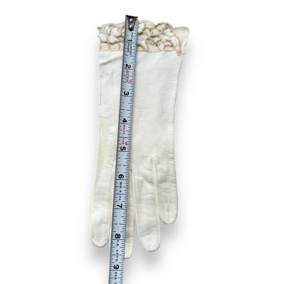VTG Lavabile Italy Leather Ivory Glove W/Floral  Size 6 - Picture 7 of 7